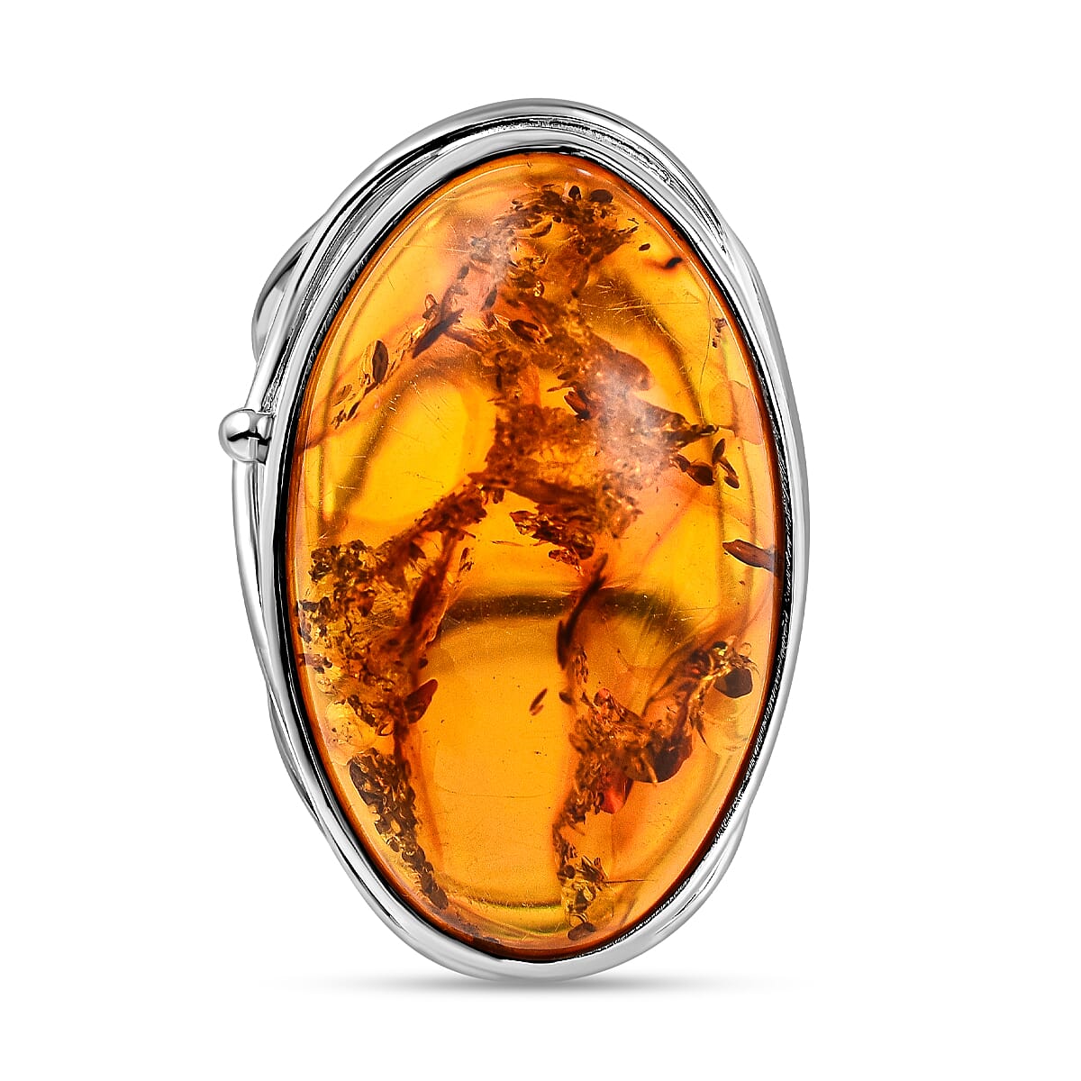 Baltic Amber Solitaire Ring in Sterling Silver, Silver Wt. 8.50 Gms 7673180 0