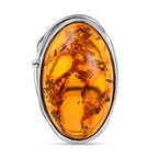 Baltic Amber Solitaire Ring in Sterling Silver, Silver Wt. 8.50 Gms