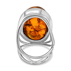 Baltic Amber Solitaire Ring in Sterling Silver, Silver Wt. 8.50 Gms