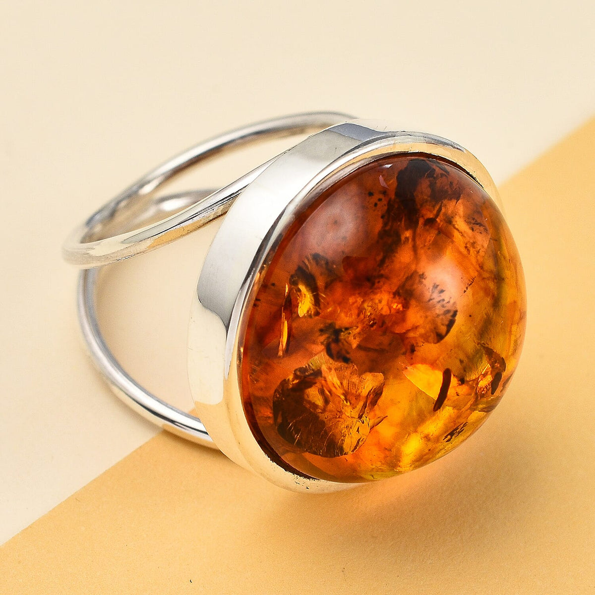Tucson Special - Baltic Amber Solitaire Ring in Sterling Silver 7673168 1