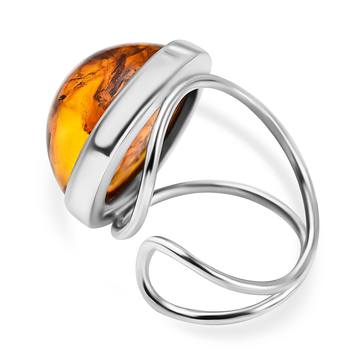 Tucson Special - Baltic Amber Solitaire Ring in Sterling Silver 7673168 4