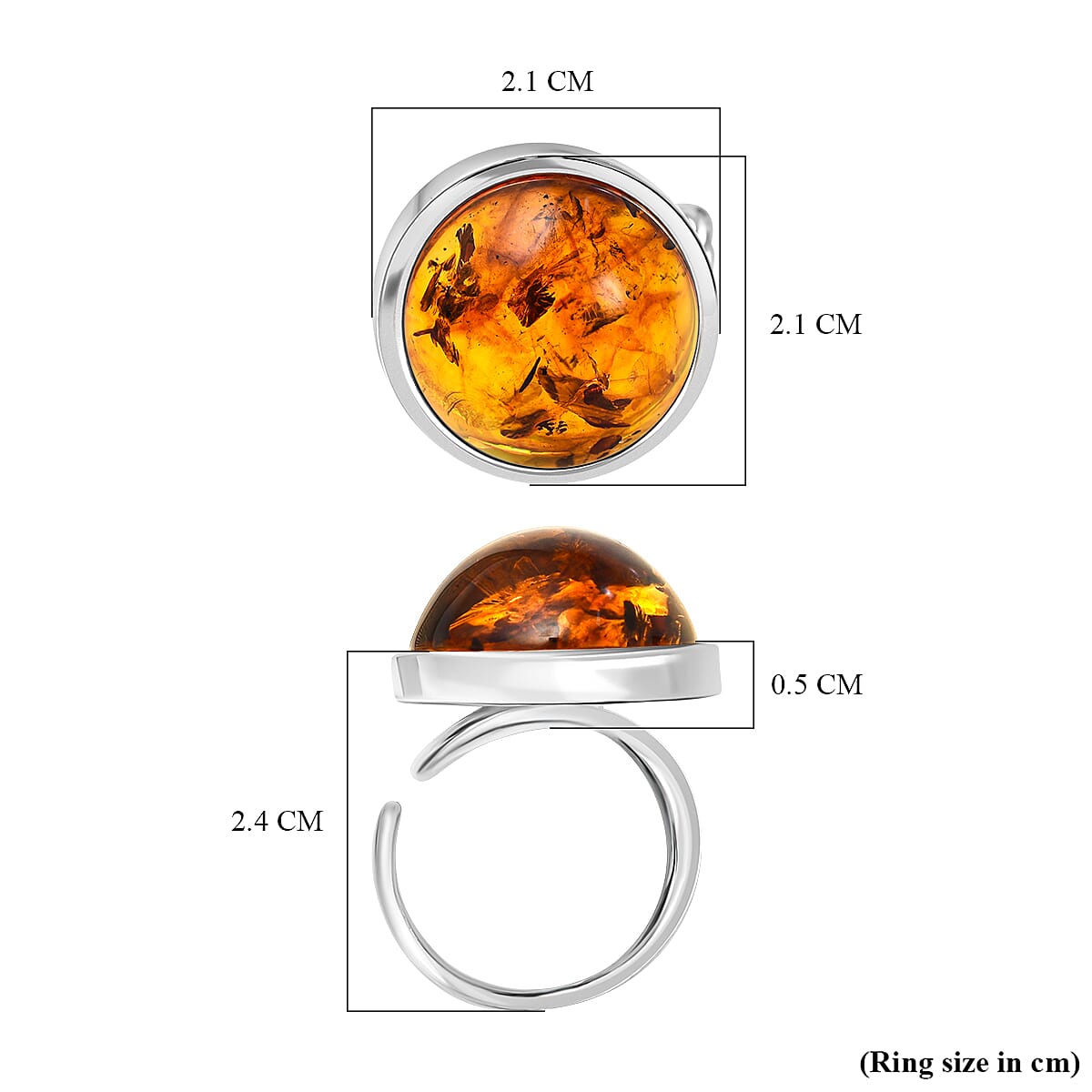 Tucson Special - Baltic Amber Solitaire Ring in Sterling Silver 7673168 6