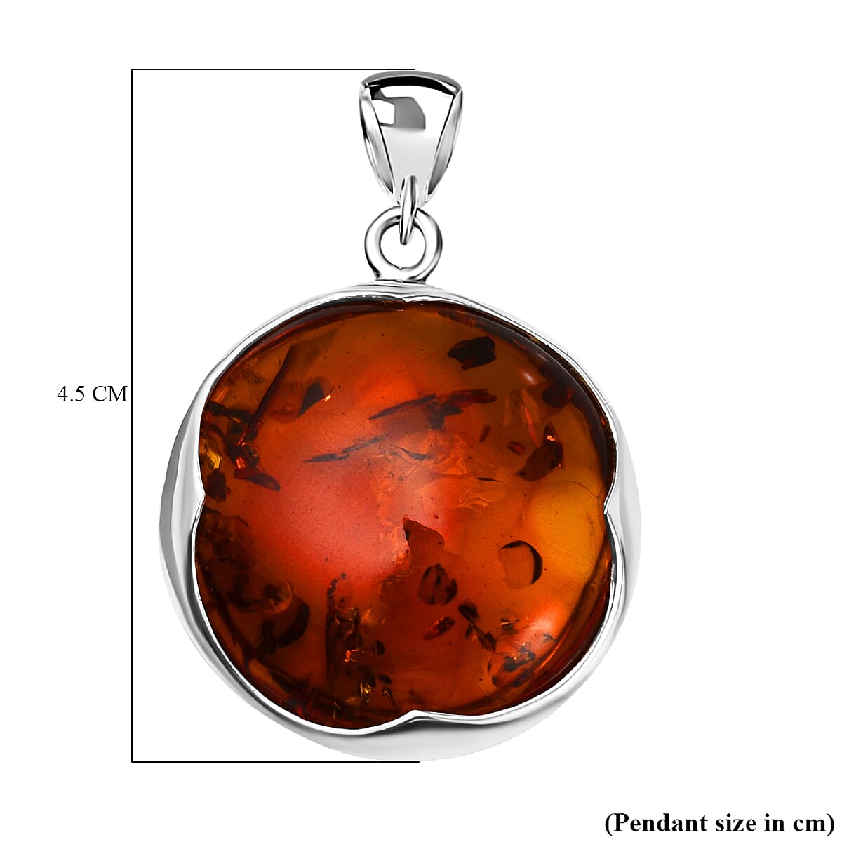 Baltic Amber Solitaire Round Pendant in Sterling Silver 7672120 4