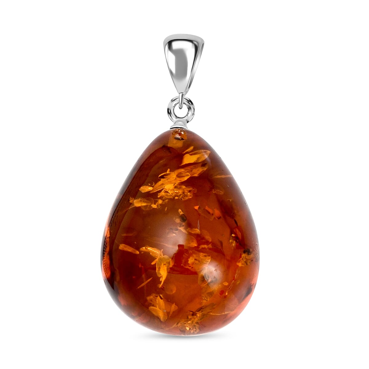 Baltic Amber Solitaire Tear Drop Pendant in Sterling Silver 7672874 0