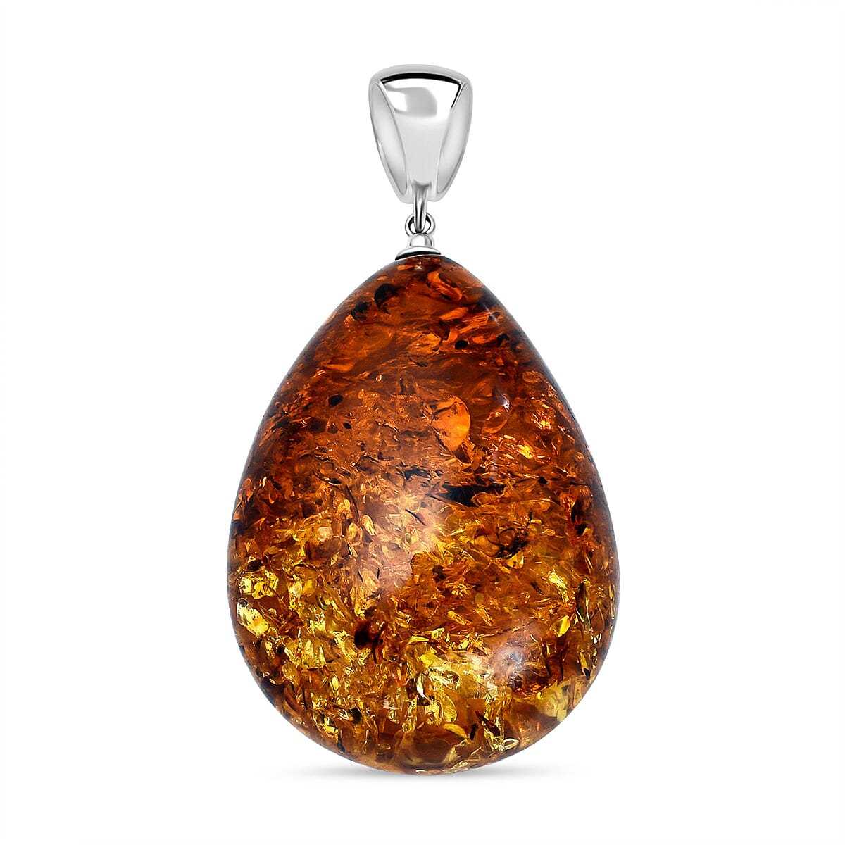 Tucson Special - Baltic Amber Solitaire Tear Drop Pendant in Sterling Silver 7672898 0