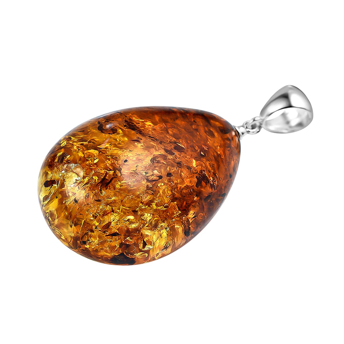 Tucson Special - Baltic Amber Solitaire Tear Drop Pendant in Sterling Silver 7672898 3