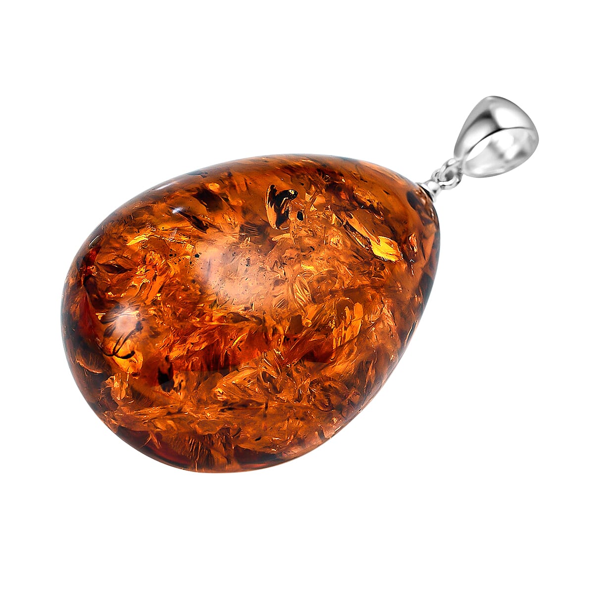 Baltic Amber Tear Drop Pendant in Sterling Silver 7672669 3