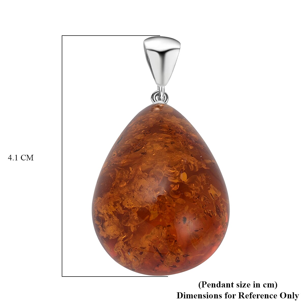Baltic Amber Tear Drop Solitaire Pendant in Sterling Silver 7672789 4