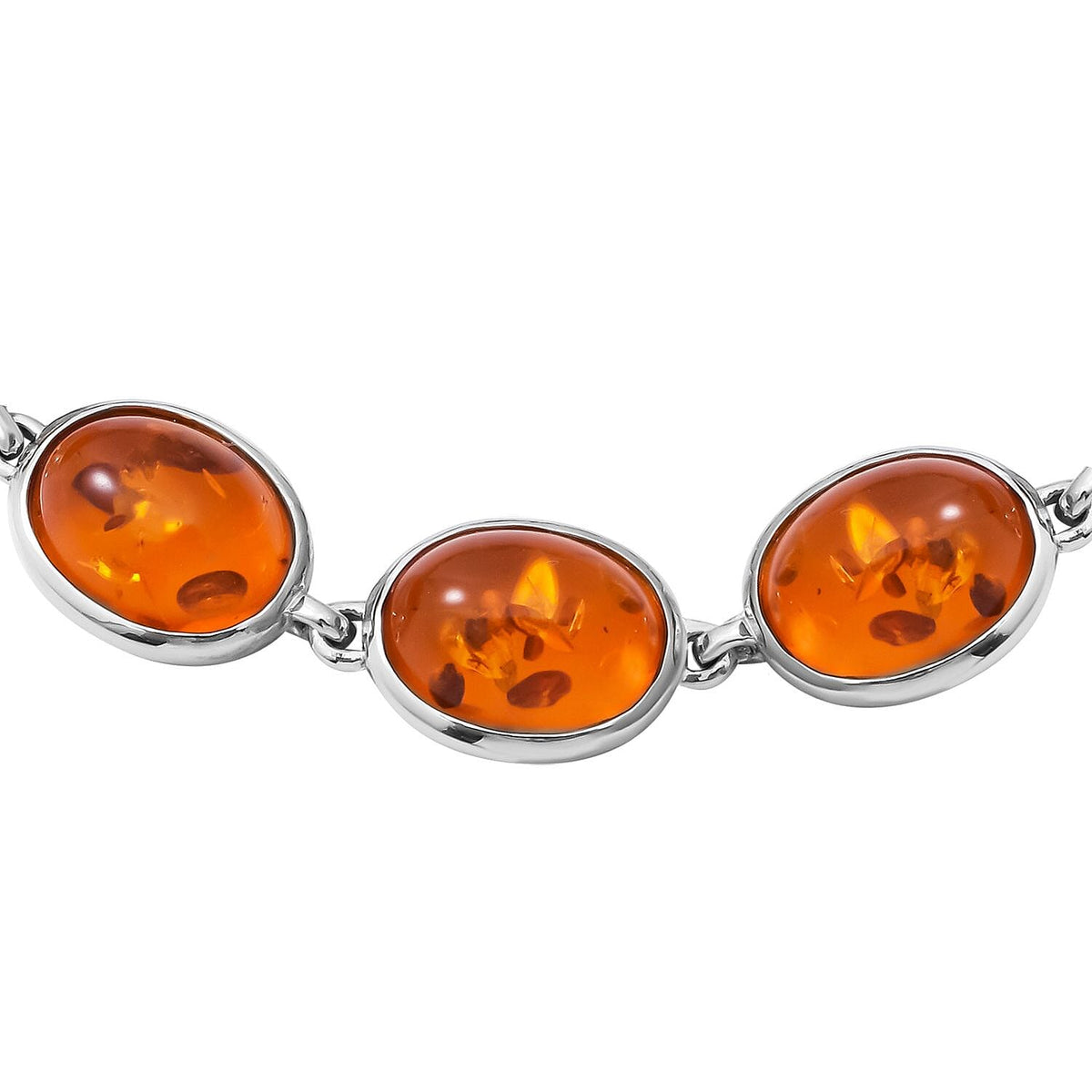Baltic Amber Tennis Bracelet (Size - 7) in Rhodium Overlay Sterling Silver 16.28 Ct, Silver Wt. 10 Gms 7154609 2