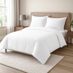 100% Bamboo Bedding Set - Duvet Cover, Fitted Sheet & 2 Pillowcases (Size Double) - White