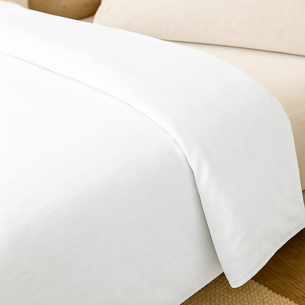100% Bamboo Bedding Set - Duvet Cover, Fitted Sheet & 2 Pillowcases (Size Double) - White