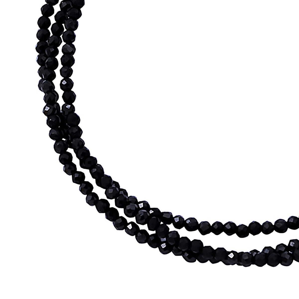 Bangkok Close Out - Boi Ploi Black Spinel (Diamond Cut) Multi Strand Bracelet (Size - 7.5 with 1 inch Extender) in Sterling Silver. 7192403 2