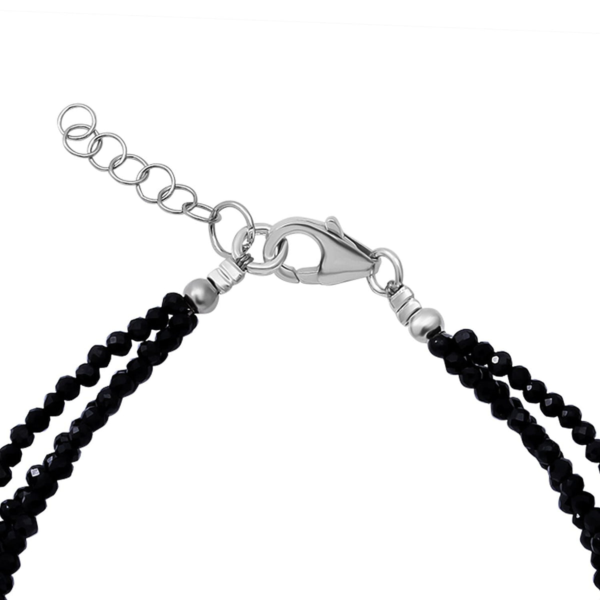Bangkok Close Out - Boi Ploi Black Spinel (Diamond Cut) Multi Strand Bracelet (Size - 7.5 with 1 inch Extender) in Sterling Silver. 7192403 3