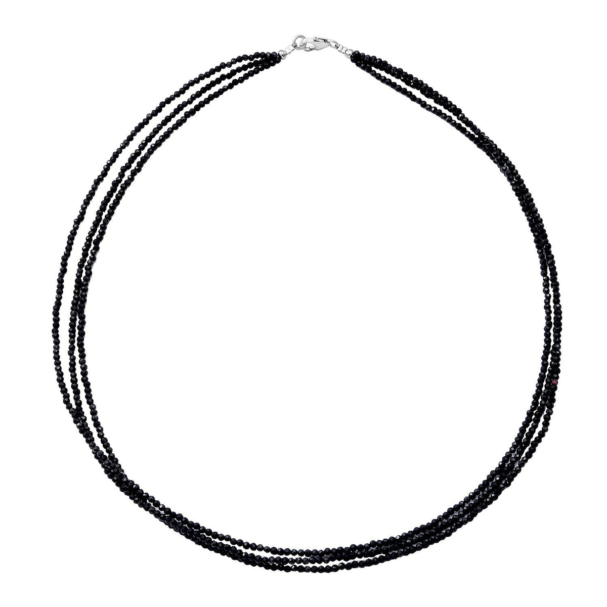 Bangkok Close Out - Boi Ploi Black Spinel (Diamond Cut) Multi Strand Necklace (Size - 20) in Sterling Silver 7192402 0