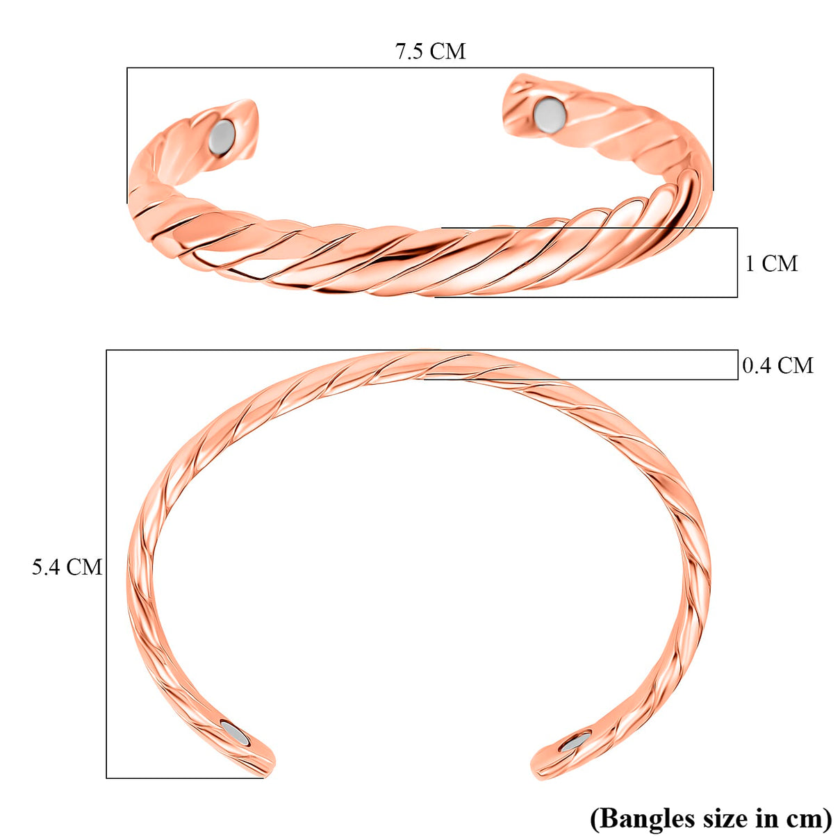Magnetic Cuff Bangle (Size 7.5) in Rose Gold Tone 8196316 5