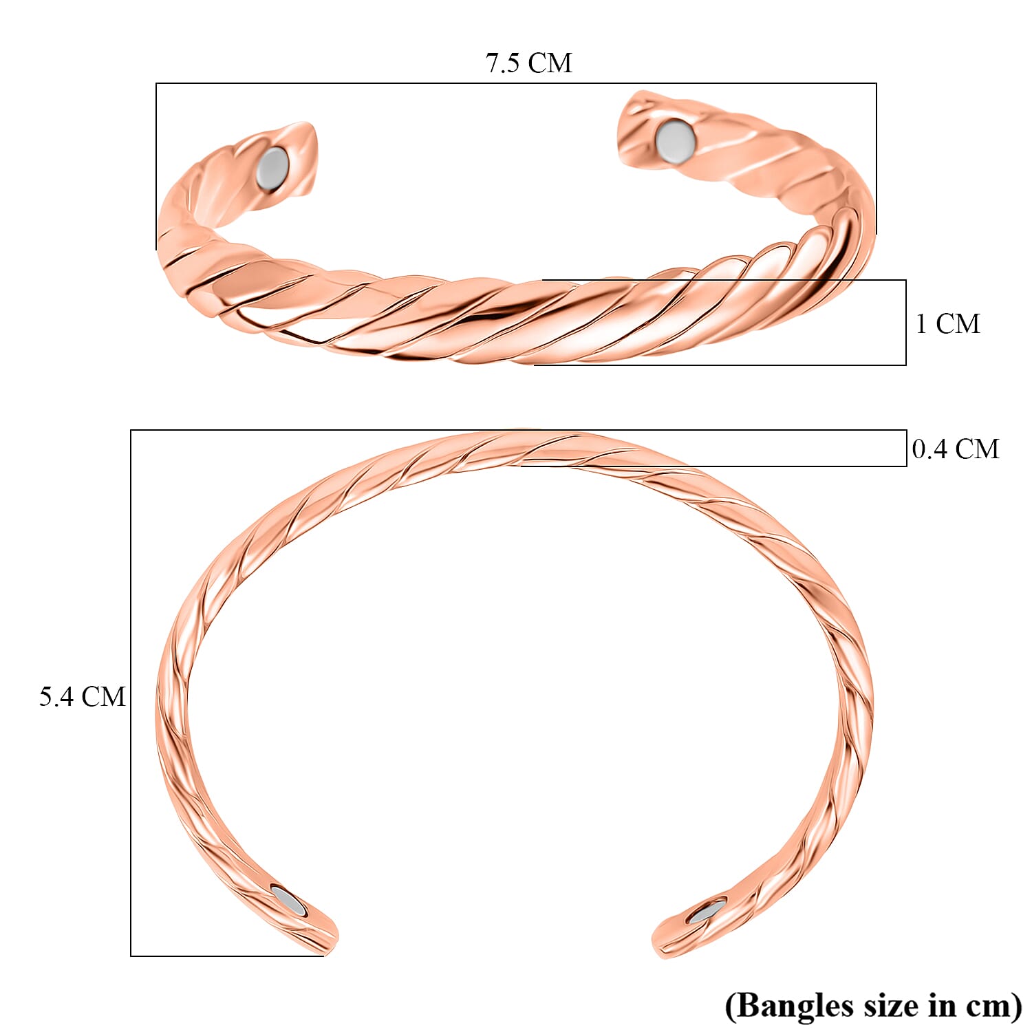 Magnetic Cuff Bangle (Size 7.5) in Rose Gold Tone 8196316 5