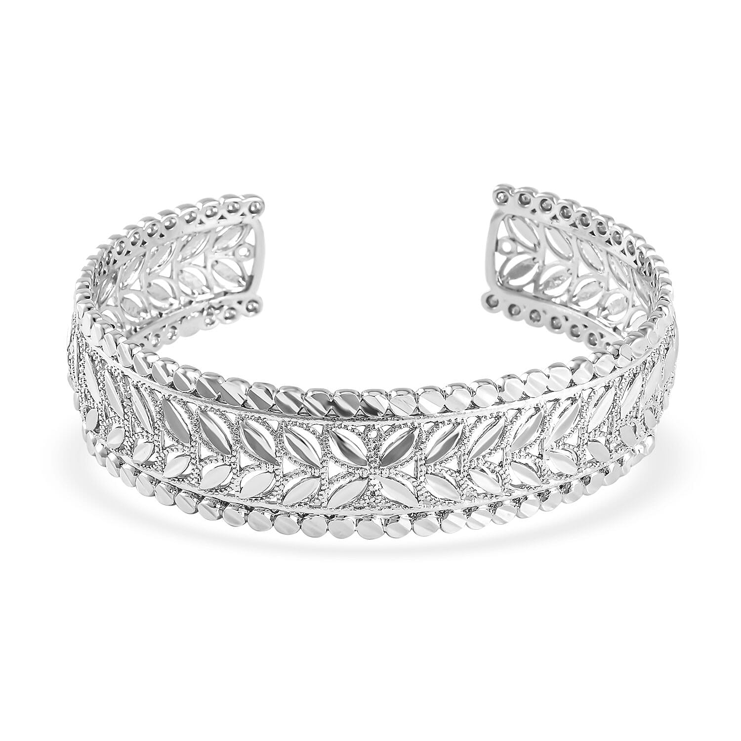 Designer Adjustable Bangle (Size 7) in Silver Tone 7550372 0