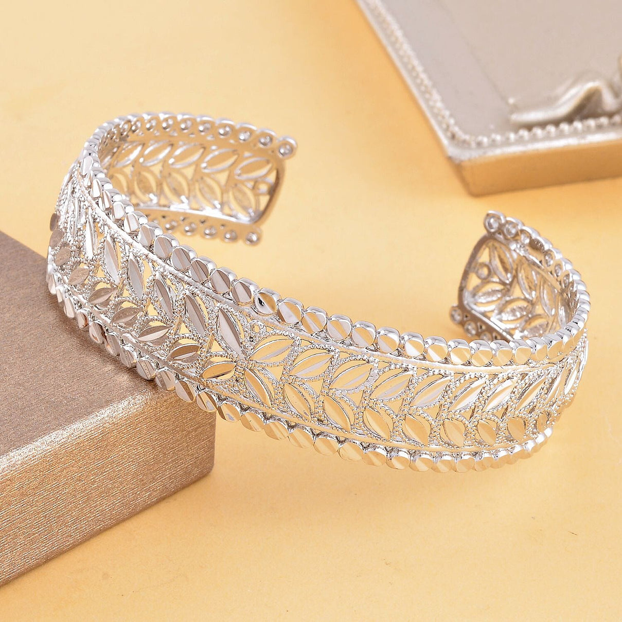 Designer Adjustable Bangle (Size 7) in Silver Tone 7550372 1