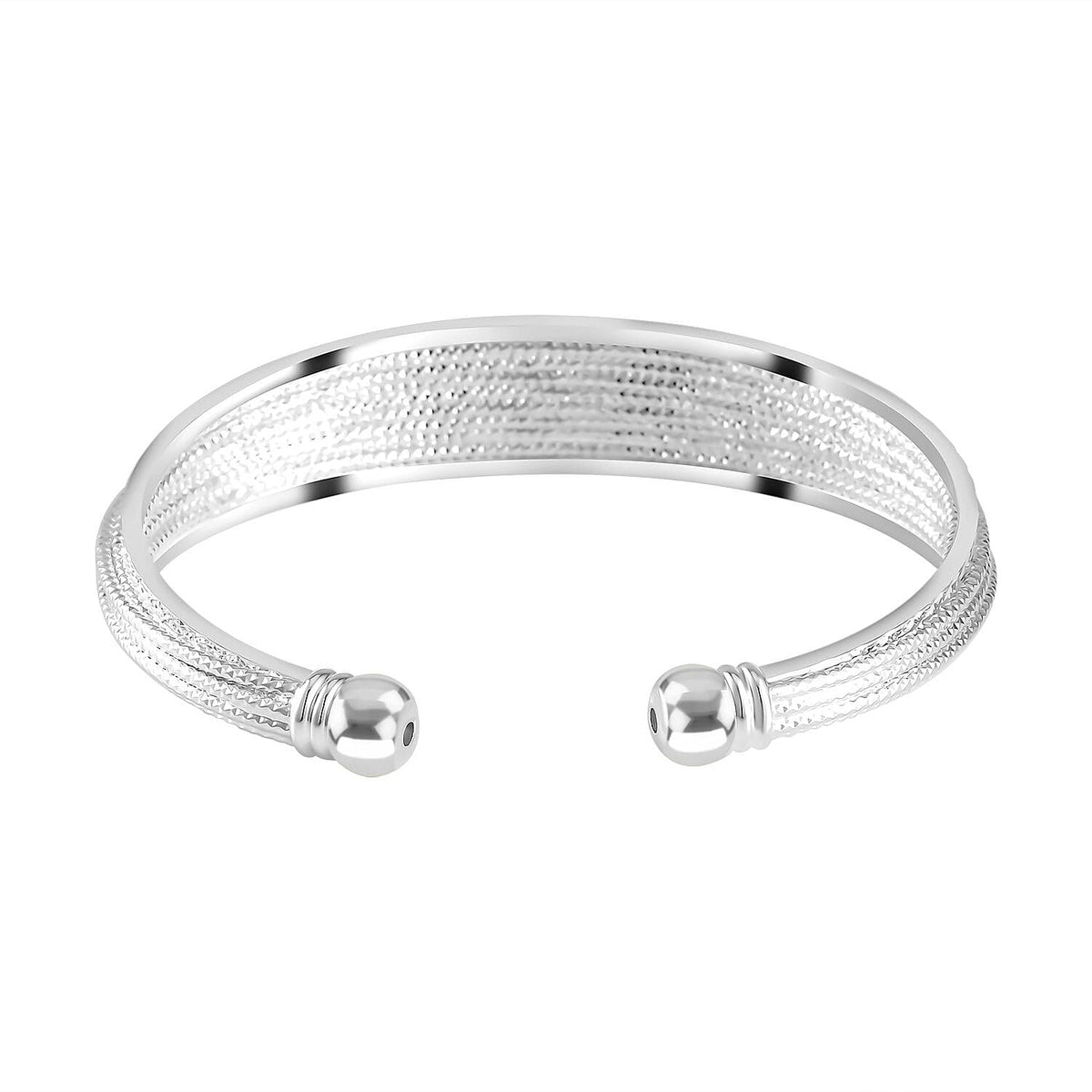 Diamond Cut Adjustable Cuff Bangle (Size 7.5) in Silver Tone 7557026 5