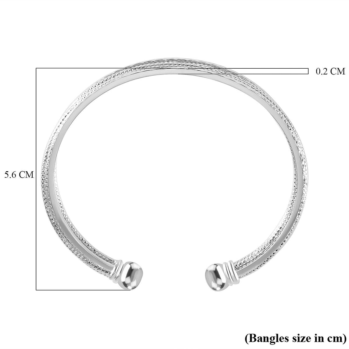 Diamond Cut Adjustable Cuff Bangle (Size 7.5) in Silver Tone 7557026 6