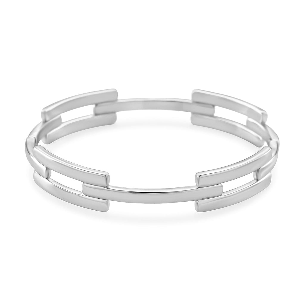 Designer Inspired  Silver Tone Bangle (Size - 7.5)