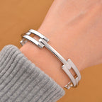 Designer Inspired  Silver Tone Bangle (Size - 7.5)