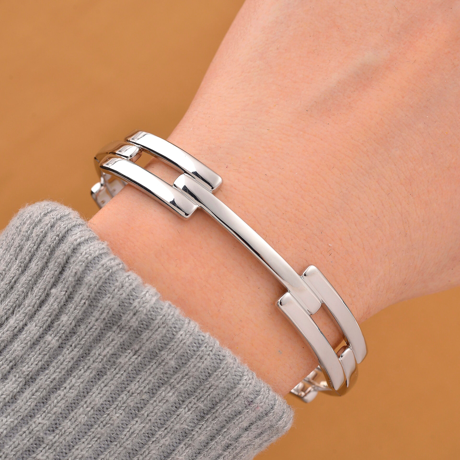 Designer Inspired  Silver Tone Bangle (Size - 7.5) 8180448 2