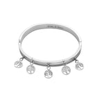 Designer Closeout - Tree of Life Charm Bangle (Size - 7.5) in White Tone