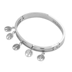 Designer Closeout - Tree of Life Charm Bangle (Size - 7.5) in White Tone