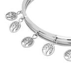 Designer Closeout - Tree of Life Charm Bangle (Size - 7.5) in White Tone
