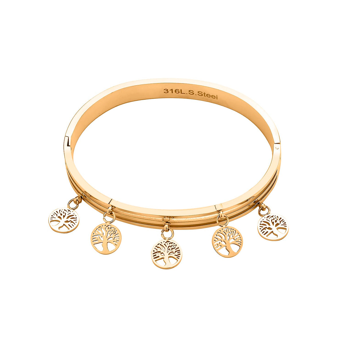 Designer Closeout - Tree of Life Charm Bangle (Size - 7.5) in Yellow Gold Tone 7843418 0