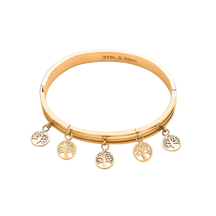 Designer Closeout - Tree of Life Charm Bangle (Size - 7.5) in Yellow Gold Tone 7843418 1