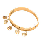 Designer Closeout - Tree of Life Charm Bangle (Size - 7.5) in Yellow Gold Tone