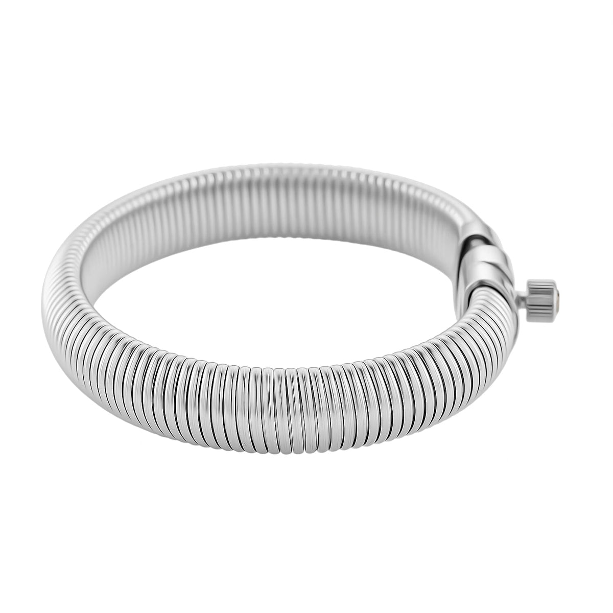 White Crystal Bangle (Size 7) with Screw Pin Clasp in Silver Tone 7998929 3