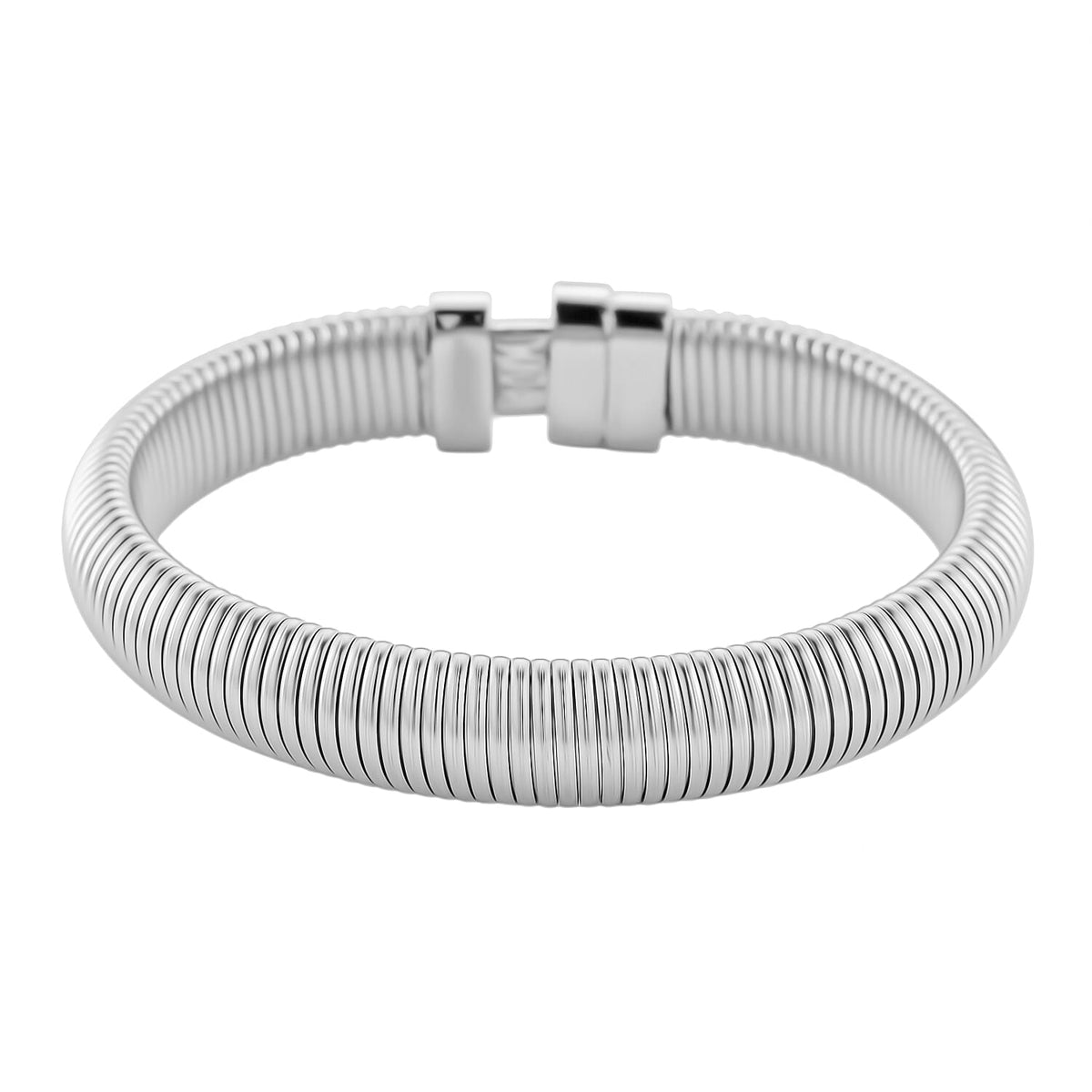White Crystal Bangle (Size 7) with Screw Pin Clasp in Silver Tone 7998929 4