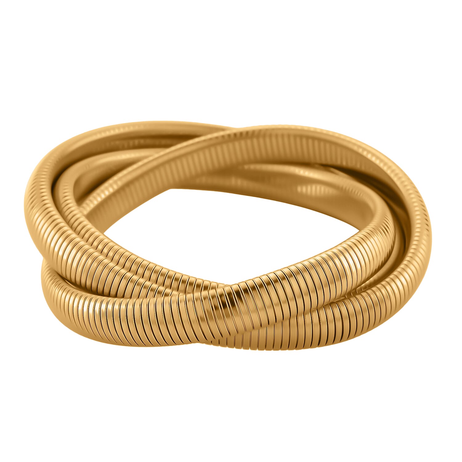 Designer Inspired - Triple Layer Bangle (Size 7.5 Stretchable) in Yellow Gold Tone 7998937 0