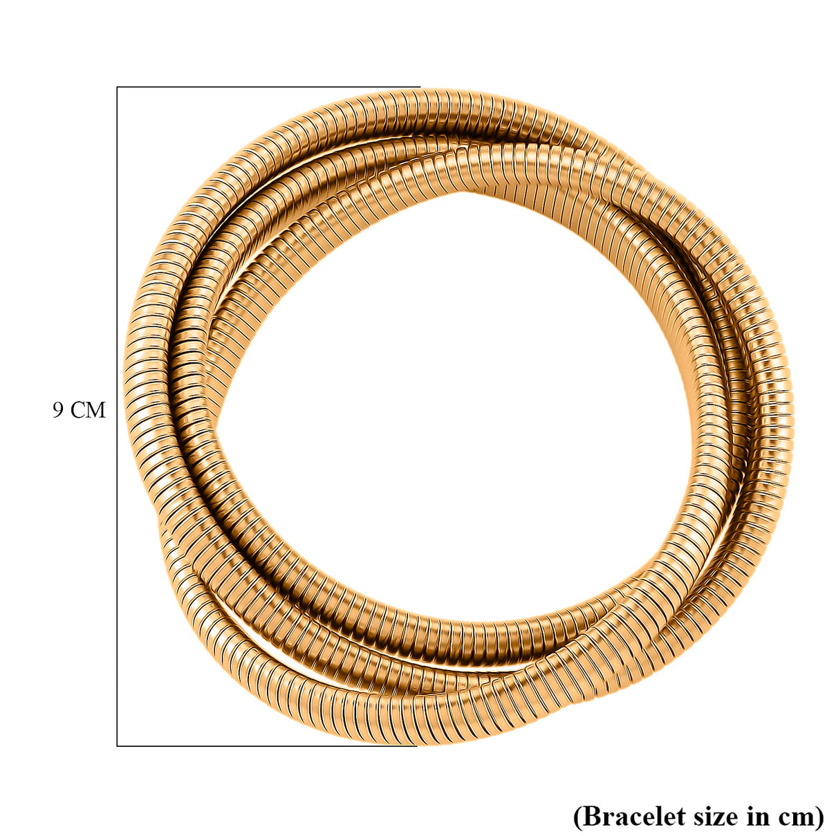 Designer Inspired - Triple Layer Bangle (Size 7.5 Stretchable) in Yellow Gold Tone 7998937 3