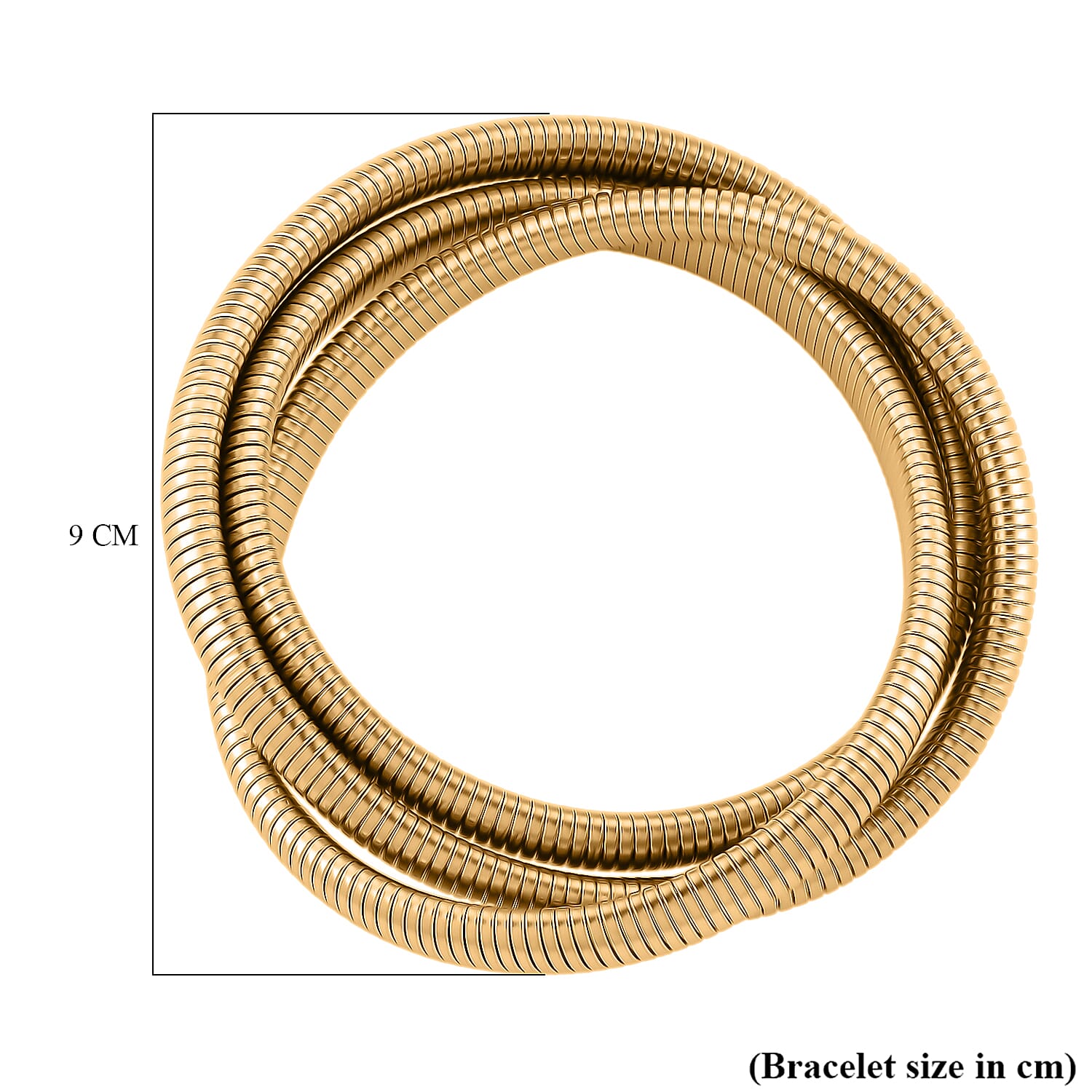 Designer Inspired - Triple Layer Bangle (Size 7.5 Stretchable) in Yellow Gold Tone 7998937 3