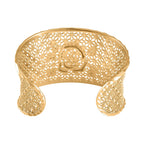 Rose Pattern Openable Bangle (Size 7.5 ) in Yellow Gold Tone