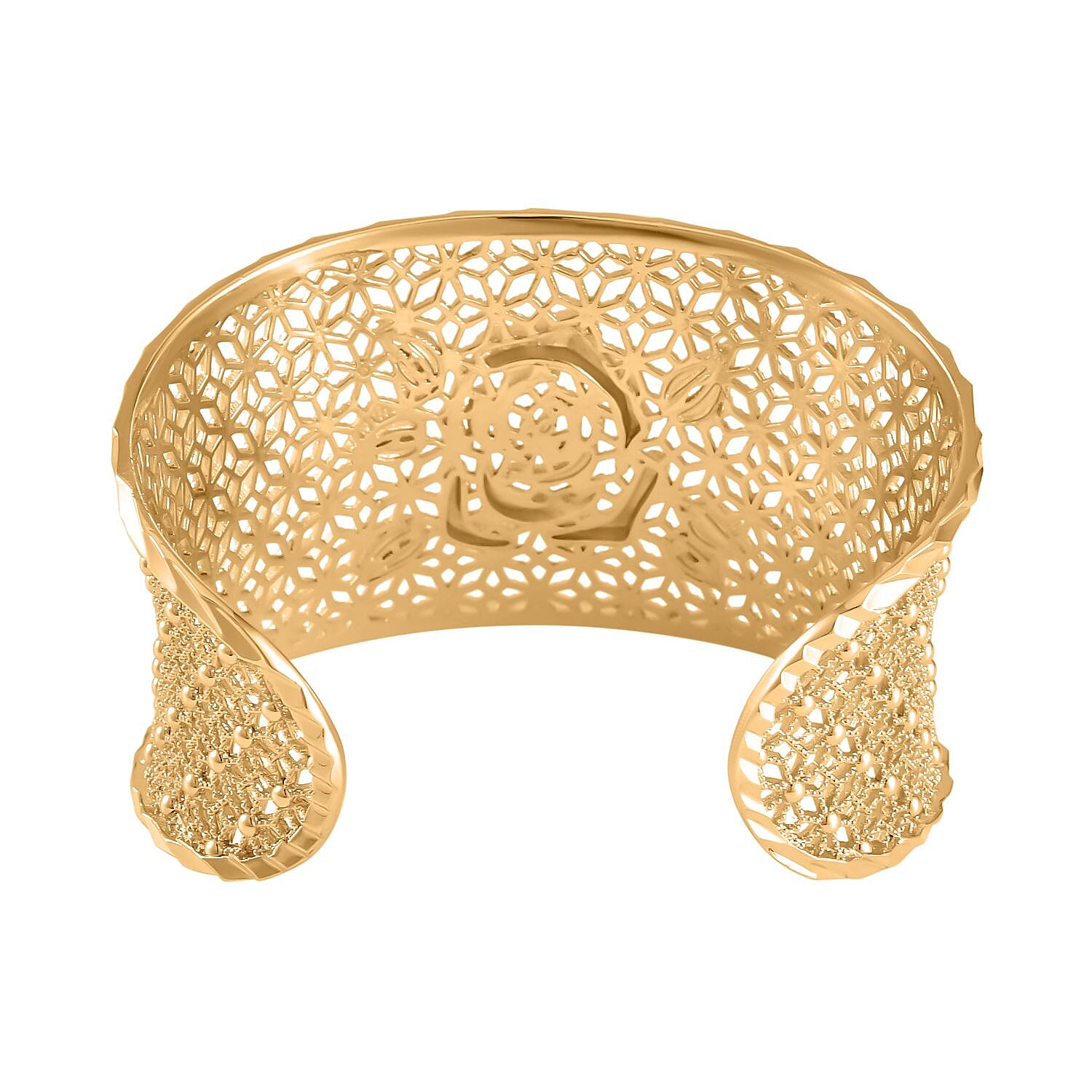 Rose Pattern Openable Bangle (Size 7.5 ) in Yellow Gold Tone 7550374 5