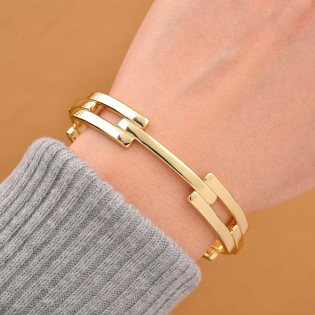 Designer Inspired Yellow Gold Tone Plated Bangle (Size - 7.5)