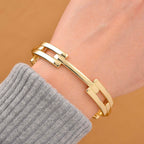 Designer Inspired Yellow Gold Tone Plated Bangle (Size - 7.5)