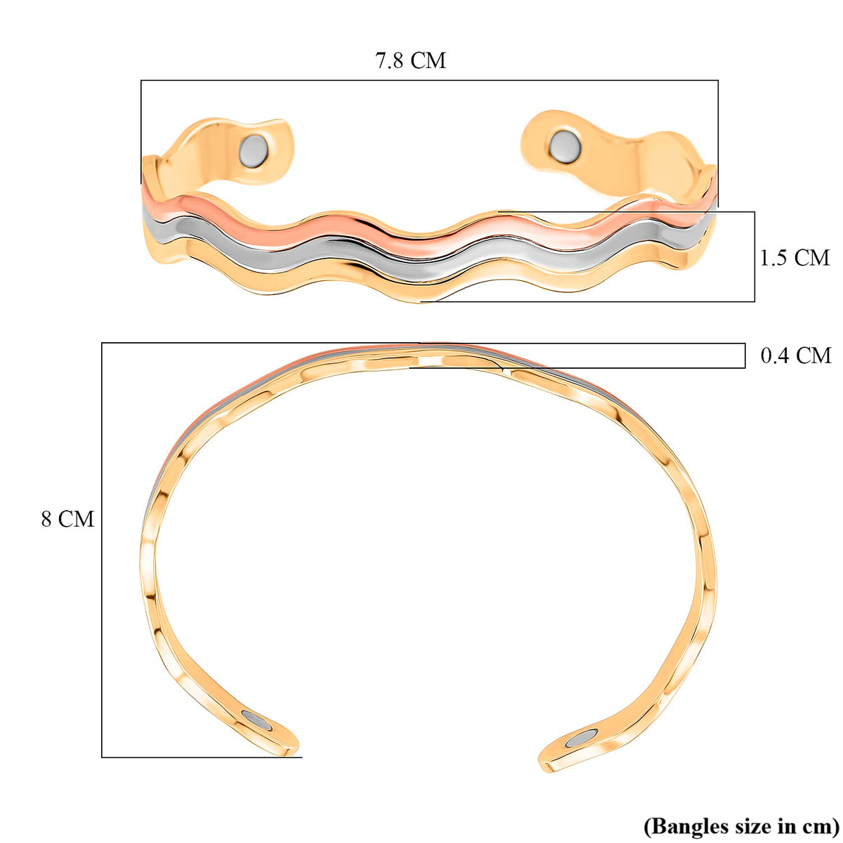 MagneticTri Color Bangle (Size 7.5) 8196311 5