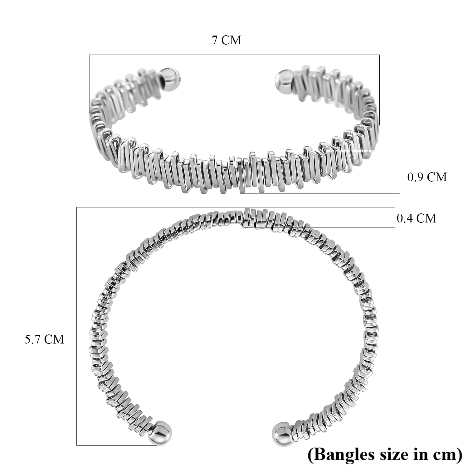 Designer Inspired  Bangle (Size 7.5) in White Gold Tone 8244421 6