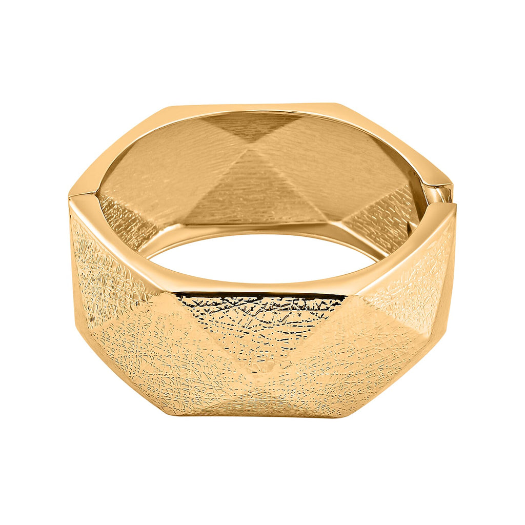 Textured Triangular-shaped Bangle (Size 6.5) in Yellow Gold Tone