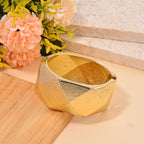 Textured Triangular-shaped Bangle (Size 6.5) in Yellow Gold Tone