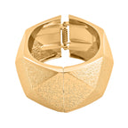 Textured Triangular-shaped Bangle (Size 6.5) in Yellow Gold Tone