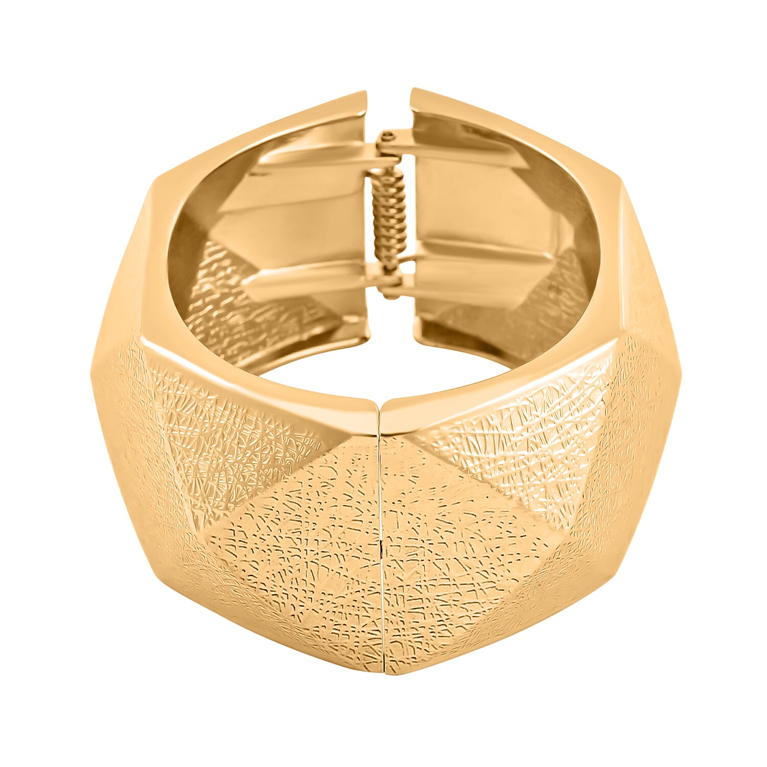 Textured Triangular-shaped Bangle (Size 6.5) in Yellow Gold Tone 7681290 4