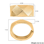 Textured Triangular-shaped Bangle (Size 6.5) in Yellow Gold Tone