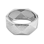 Textured Triangular-shaped Bangle (Size 6.5) in Silver Tone